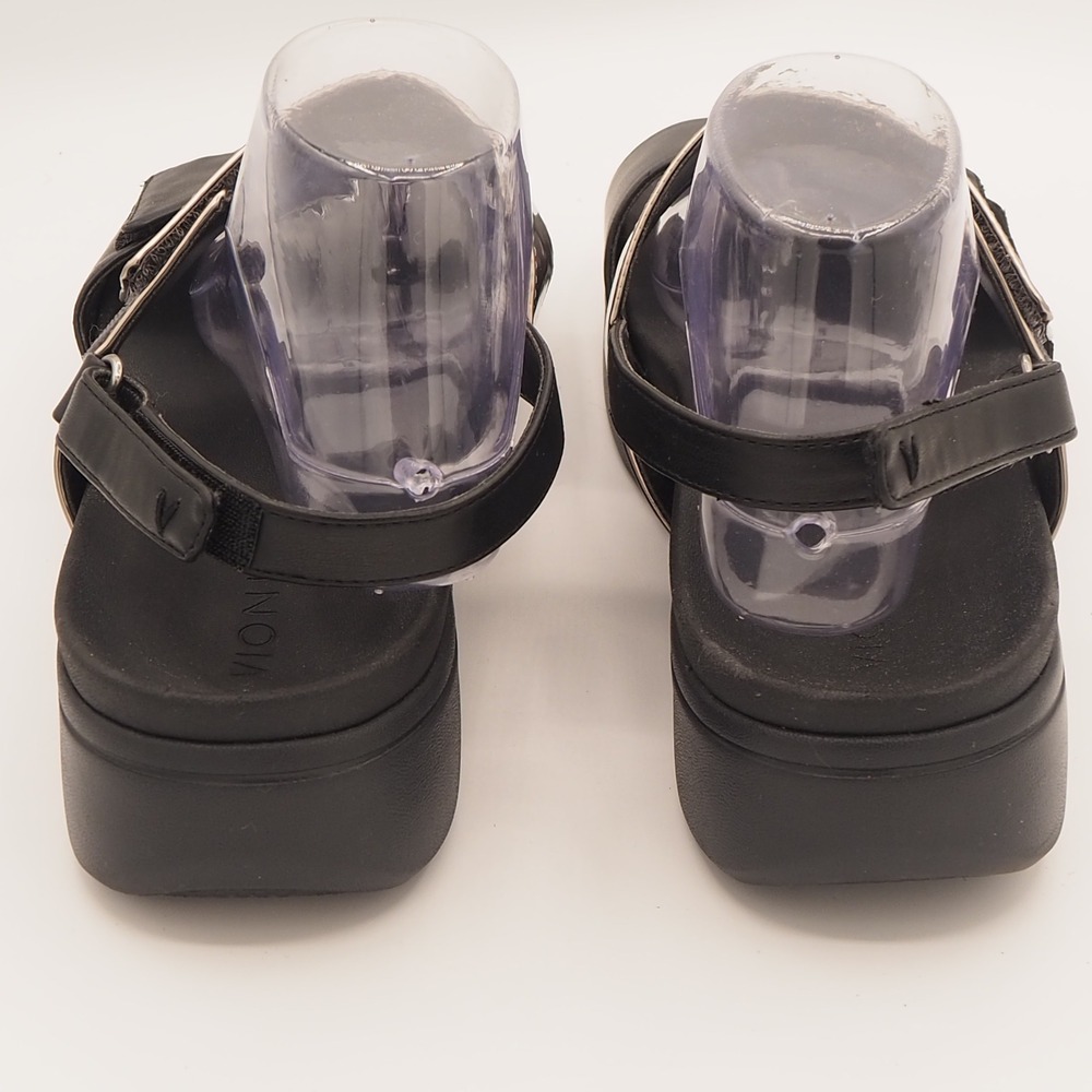 Vionic Fay Adjustable Wedge Sandals Black/Pewter Women's Sz 10 Platform Orthotic - Picture 3 of 8